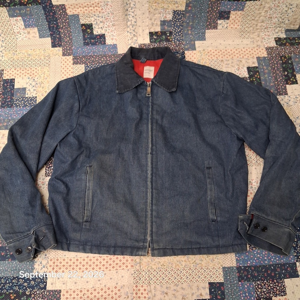 70s True Vintage JCPenney Denim Work Jacket Mens L Corduroy Quilted Chore Coat